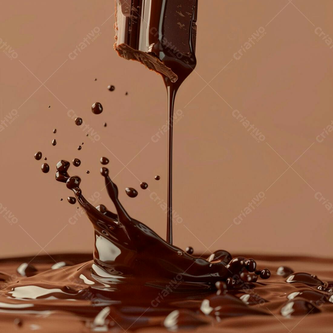 Chocolate derretendo em calda cremosa