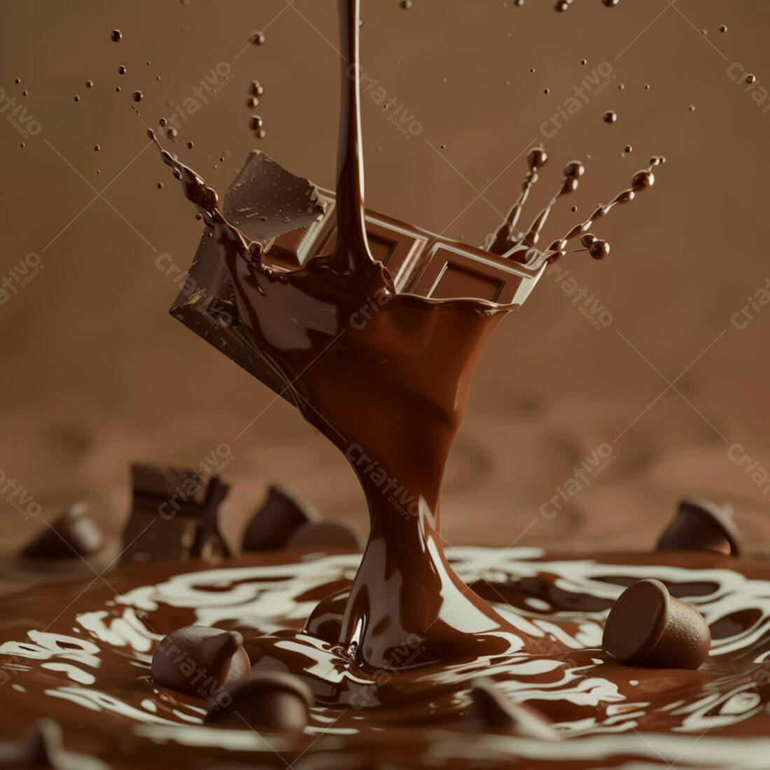 Barra de chocolate derretendo em calda