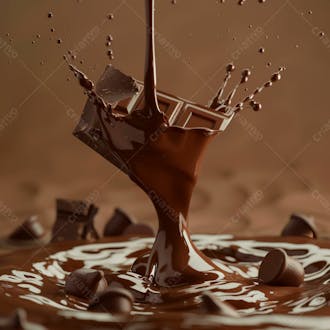 Pedaço de chocolate amargo derretendo suavemente 19