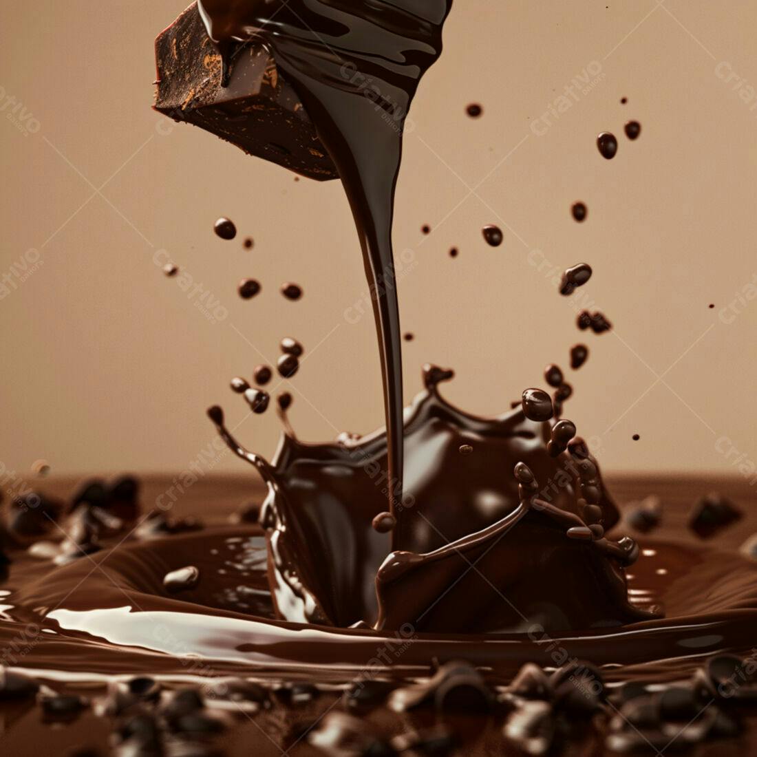 Chocolate derretendo em gotas
