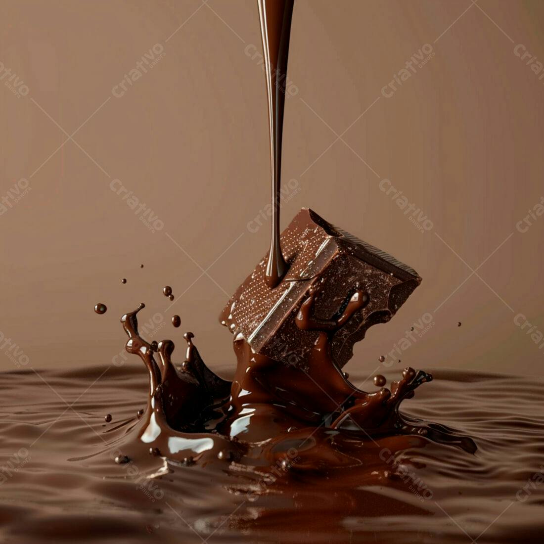 Barra de Chocolate Derretendo em Chocolate Quente