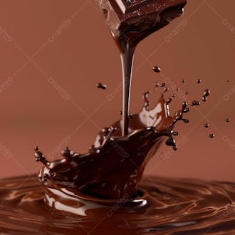 Pedaço de chocolate amargo derretendo suavemente 24