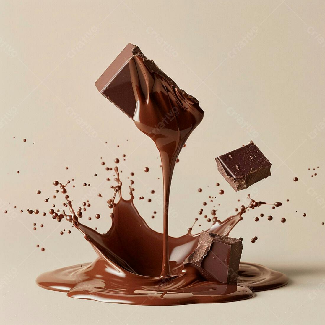 Chocolate derretendo em splash marrom