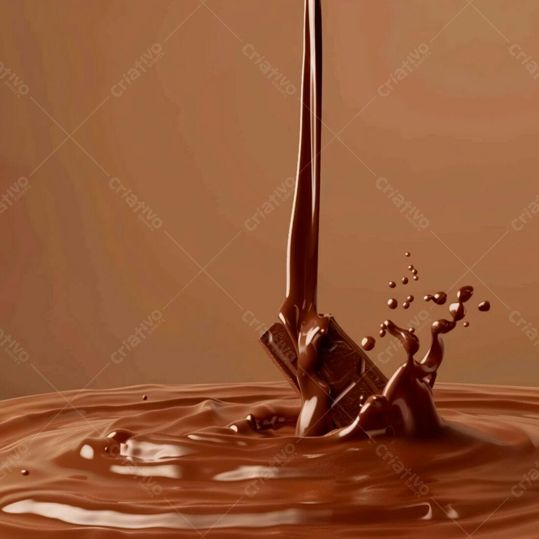 Barra de chocolate derretendo em calda