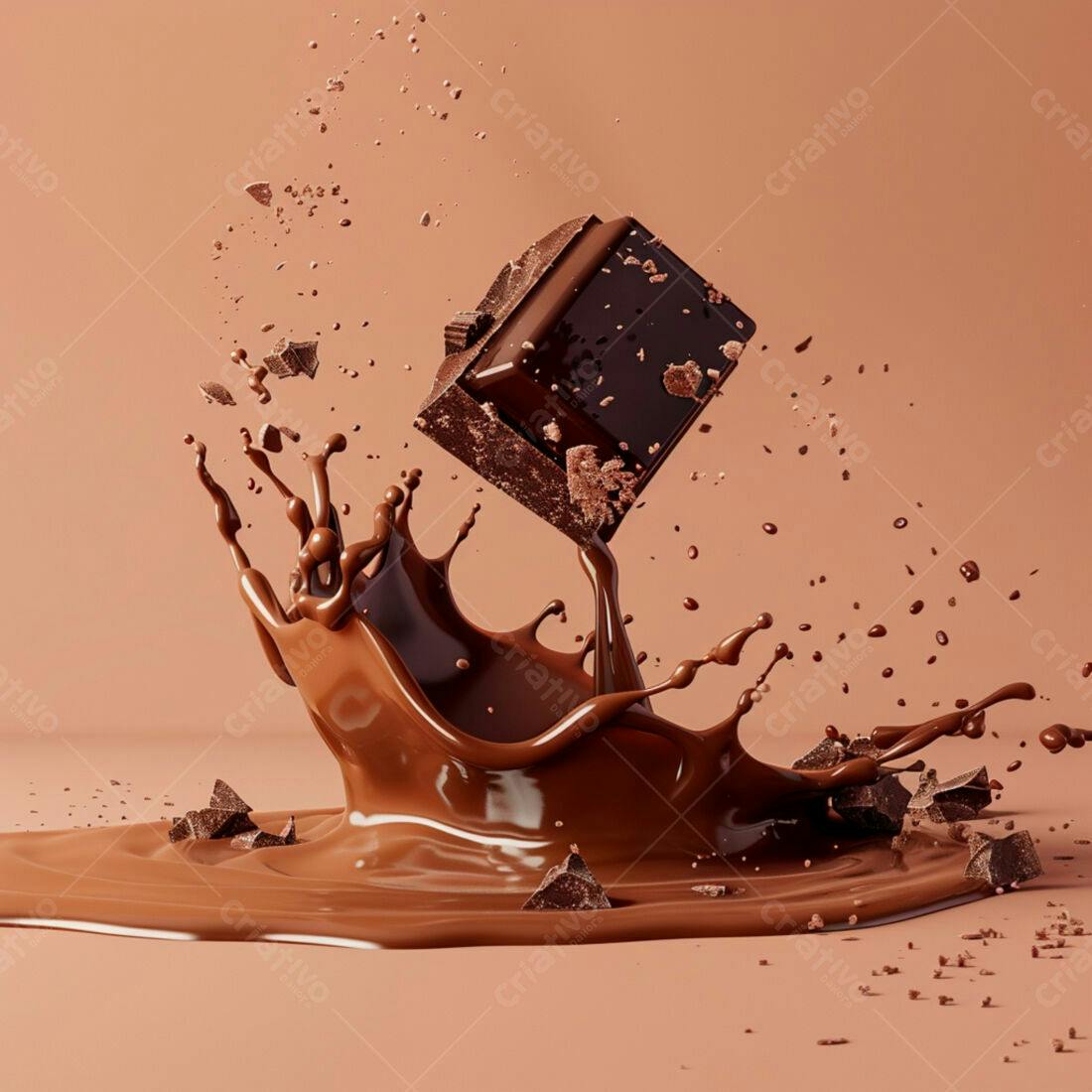 Chocolate caindo em calda cremosa