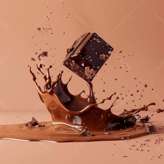 Pedaço de chocolate amargo derretendo suavemente 30