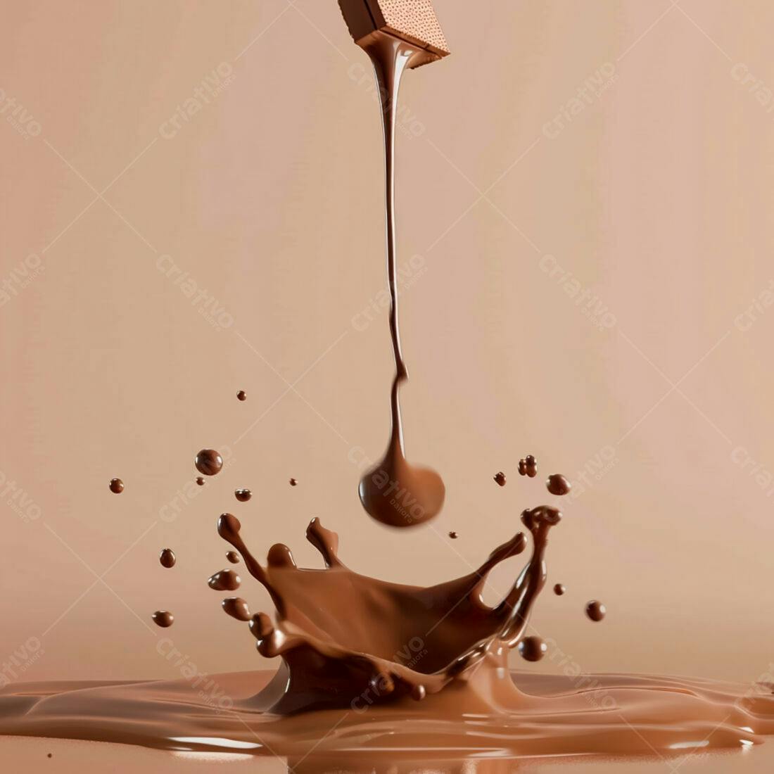 Chocolate derretendo em splash