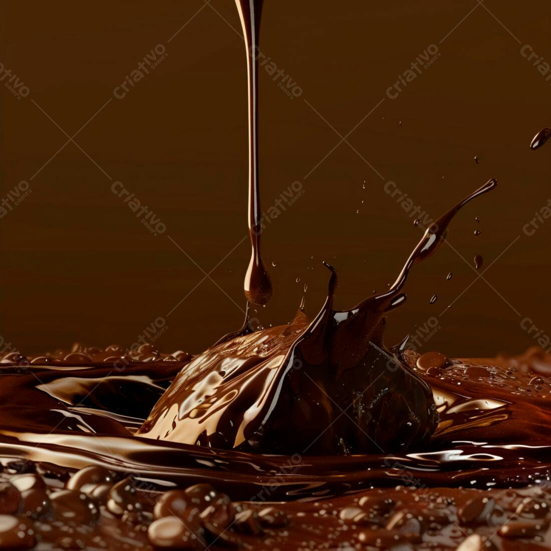 Chocolate derretendo em gotas escuras
