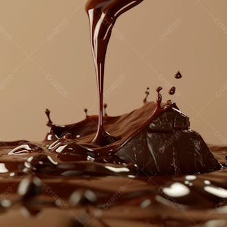 Pedaço de chocolate amargo derretendo suavemente 36