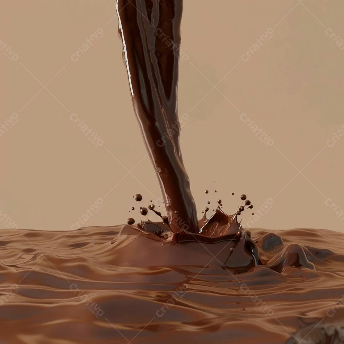 Chocolate derretendo em calda marrom