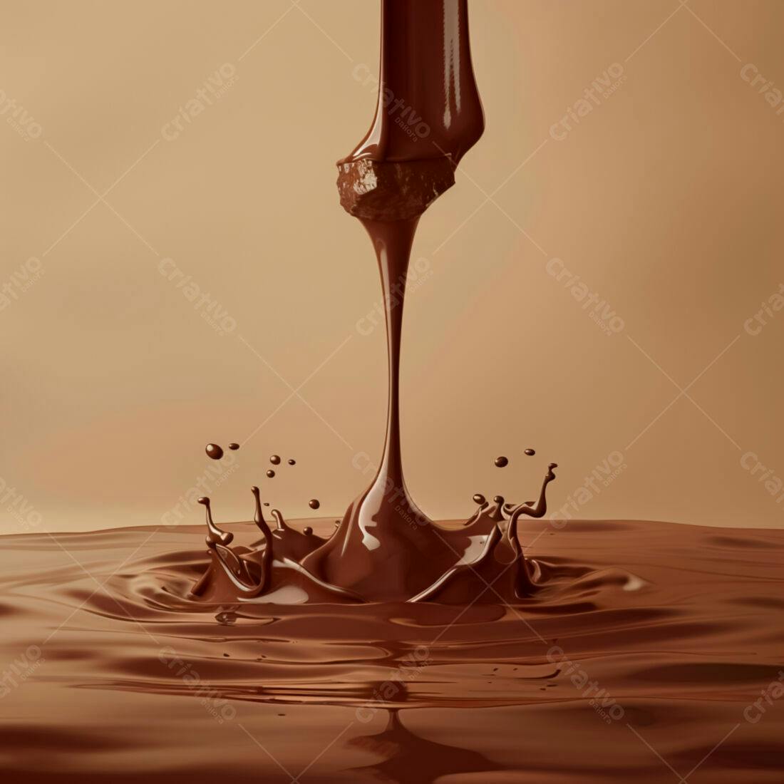 Chocolate derretendo em calda cremosa
