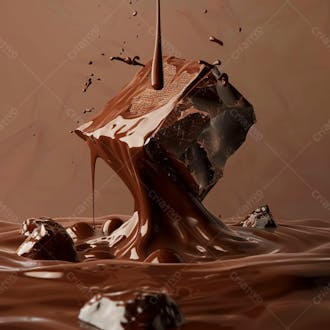 Pedaço de chocolate amargo derretendo suavemente 45