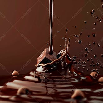 Pedaço de chocolate amargo derretendo suavemente 46