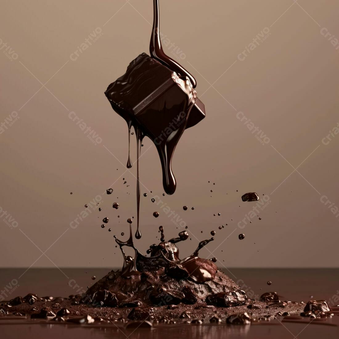 Chocolate derretendo em pedaços