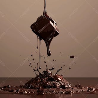 Pedaço de chocolate amargo derretendo suavemente 48