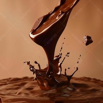 Pedaço de chocolate amargo derretendo suavemente 49