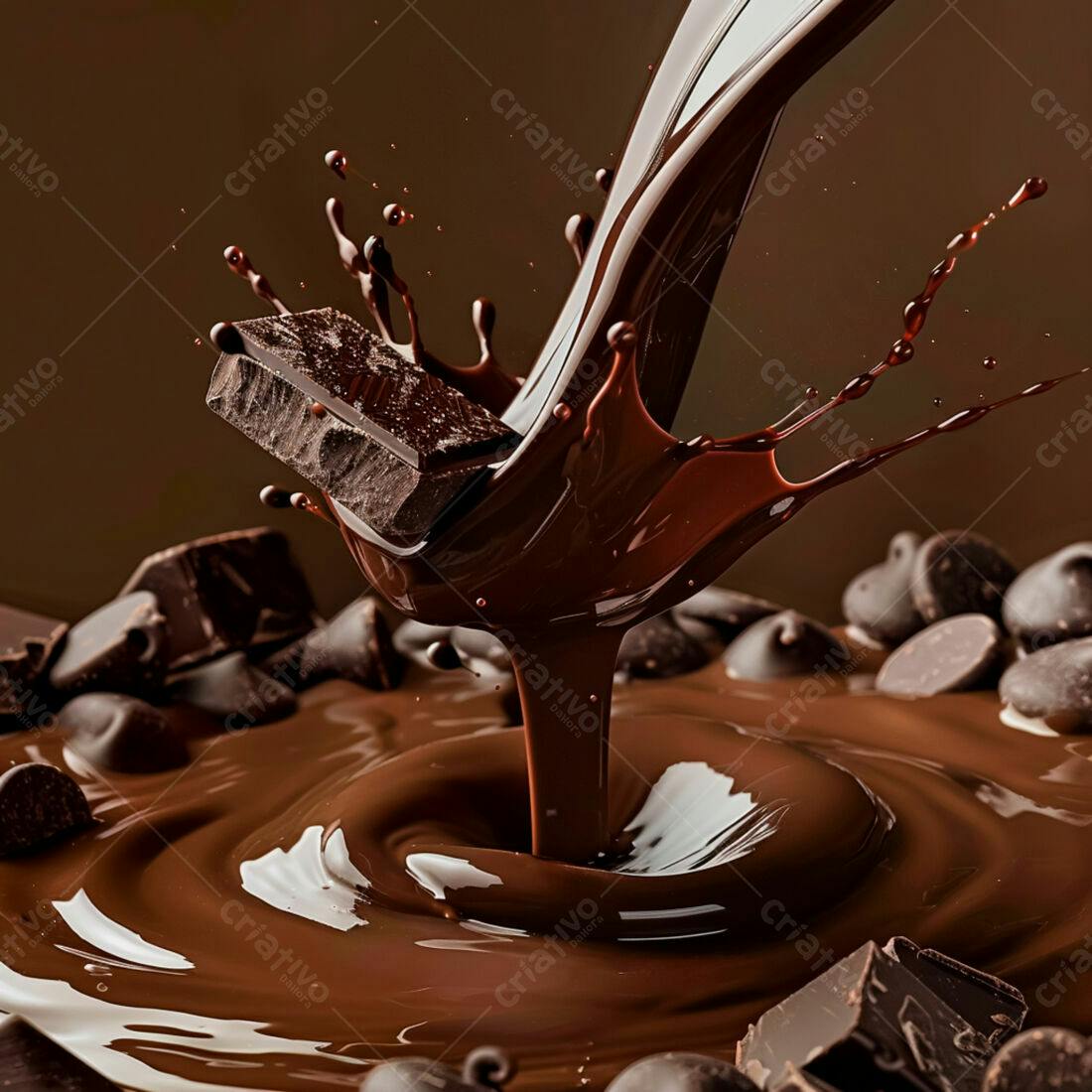 Chocolate derretendo em movimento