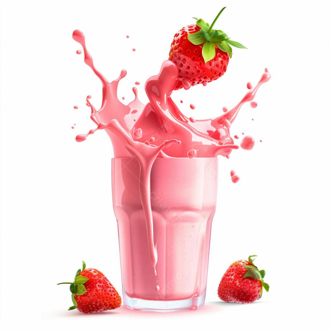 Batido de morango com respingos