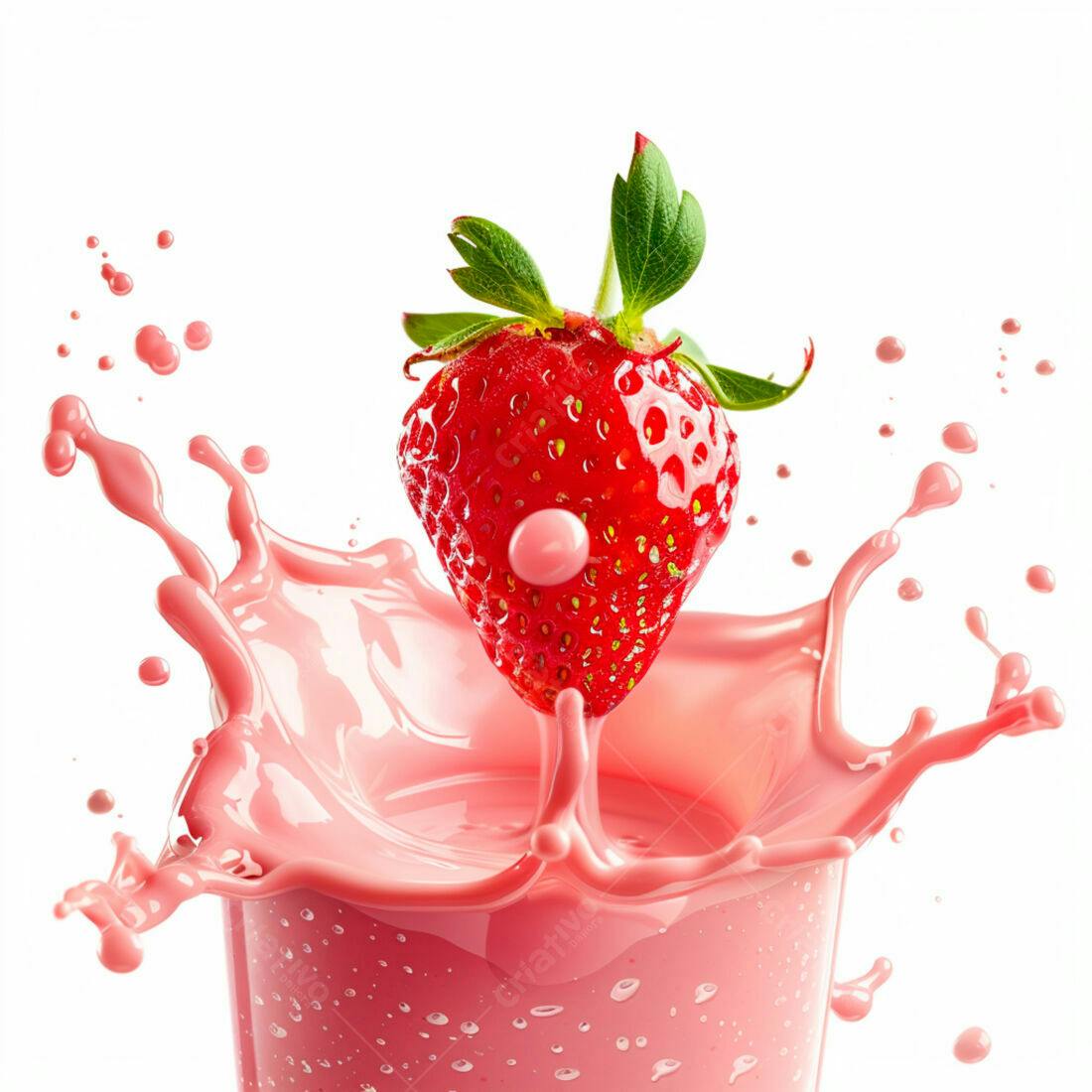 Morango caindo em vitamina rosa