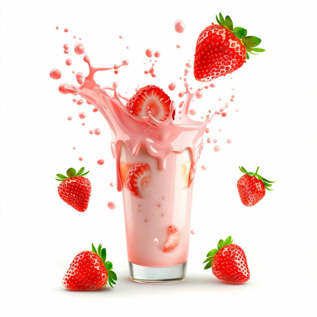 Batido de morango com respingos vibrantes