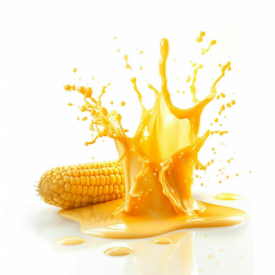 Suco de milho com respingos vibrantes