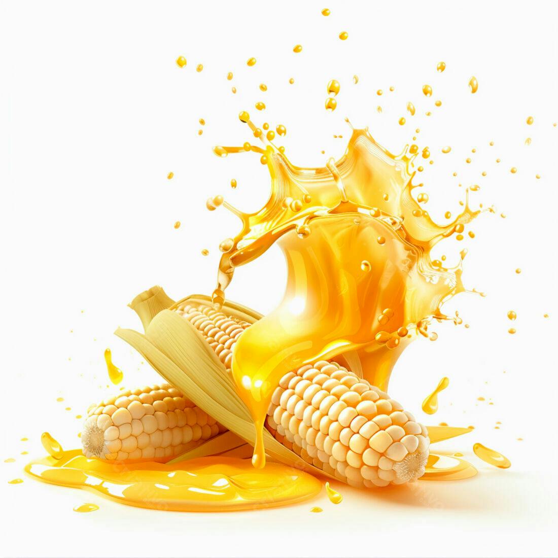 Espiga de milho com suco amarelo fresco