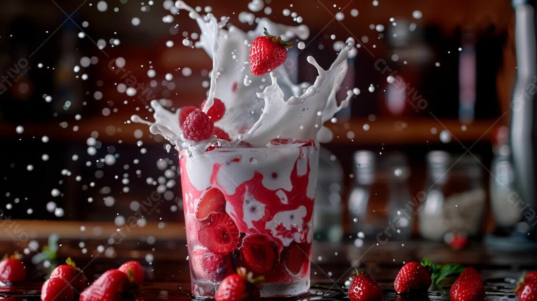 Smoothie de Morangos e Framboesas em Splash