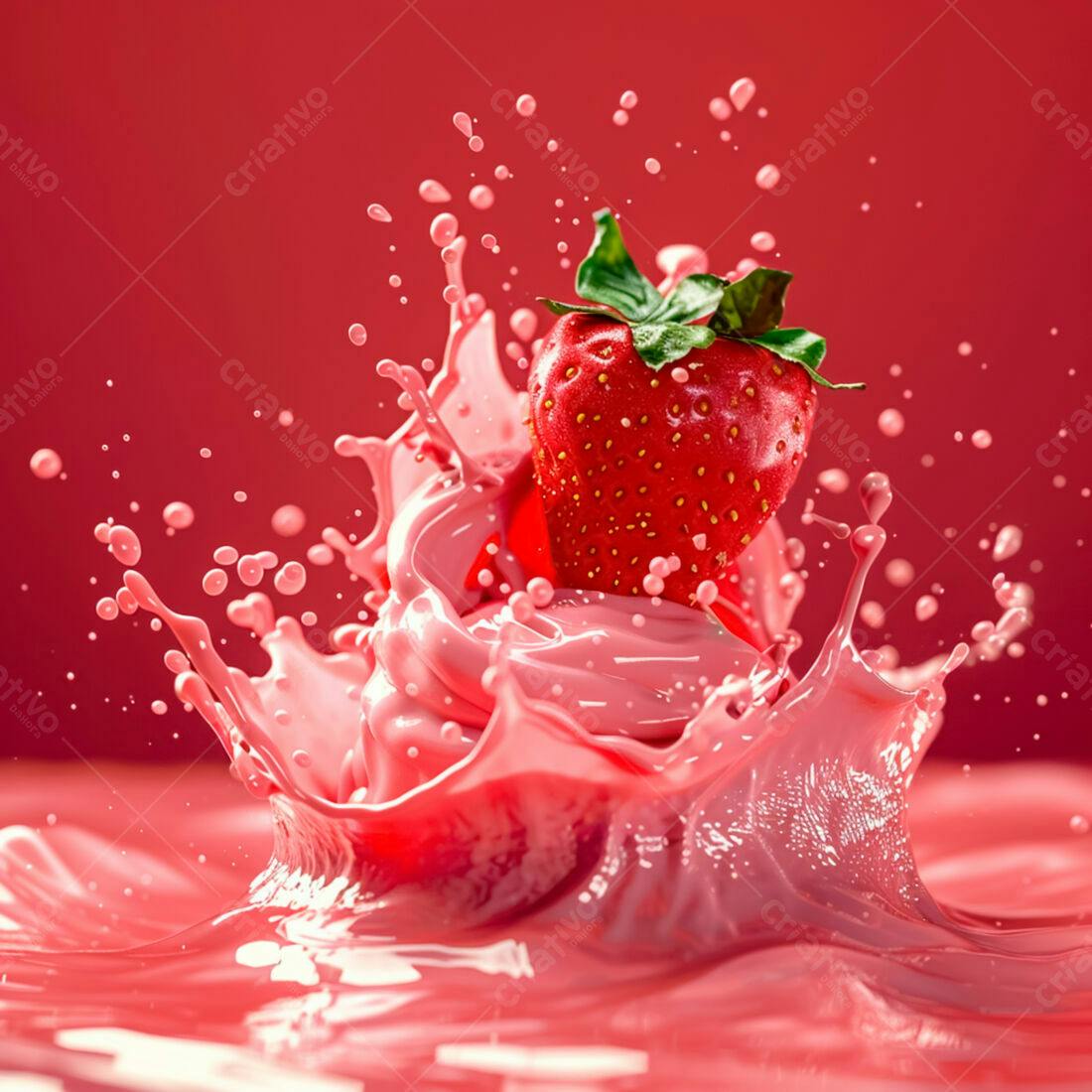 Morango em Splash Rosa