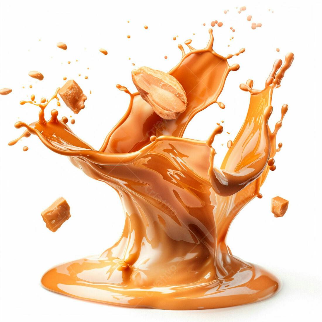 Salpico de caramelo com amendoim e pedaços de doce