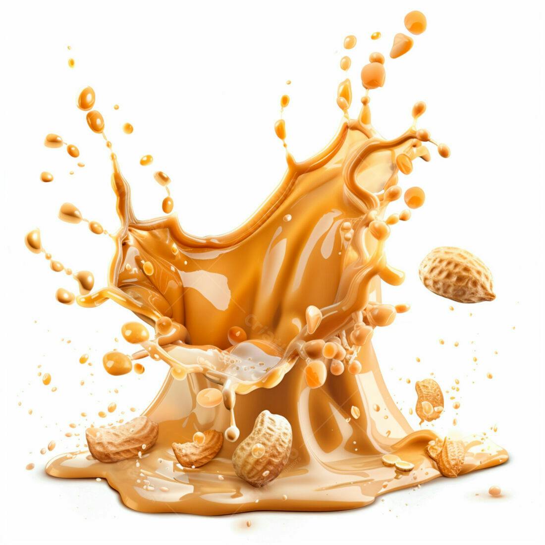 Pasta de amendoim em splash com amendoins