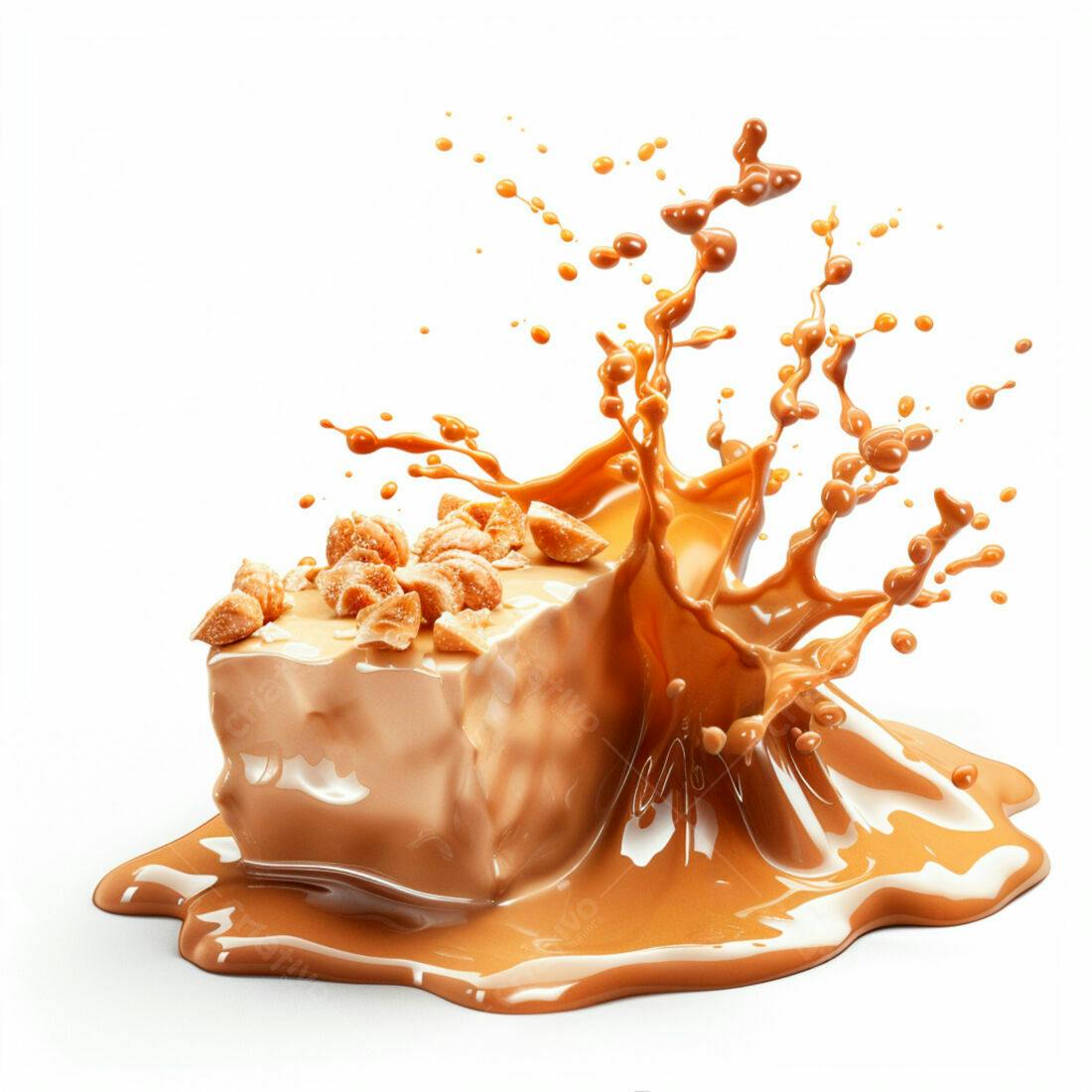 Barra de chocolate com castanhas e calda caramelada