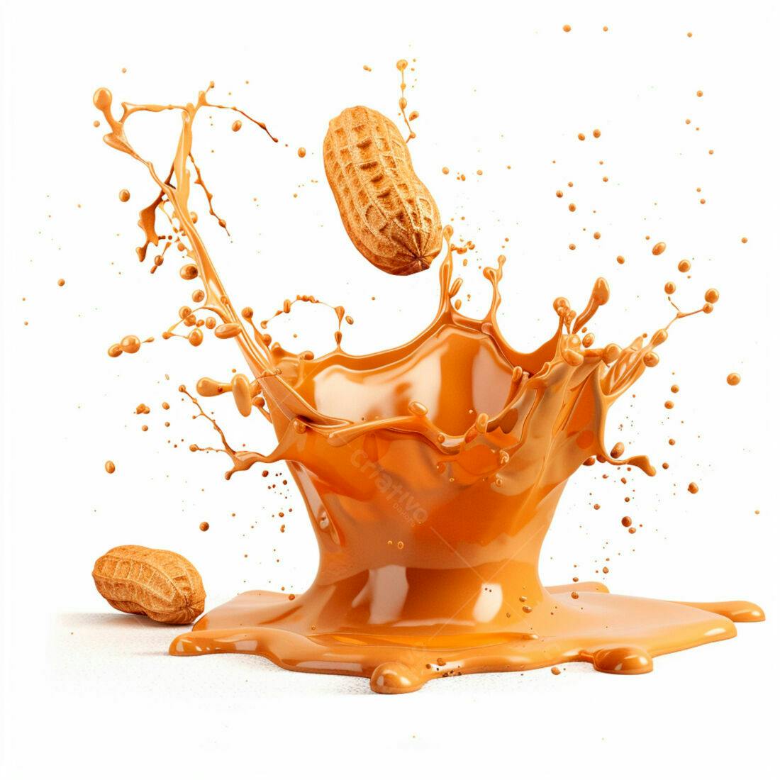 Amendoim caindo em calda de caramelo