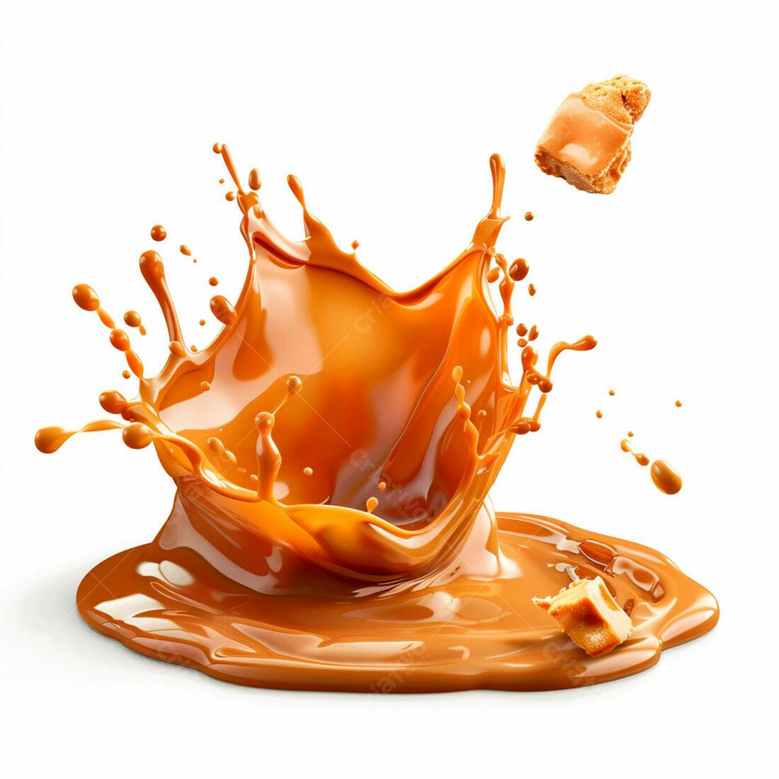 Salpicos de caramelo doce e pedaços crocantes