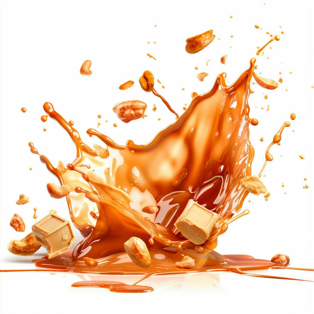 Calda de caramelo com amendoins e pedaços de chocolate