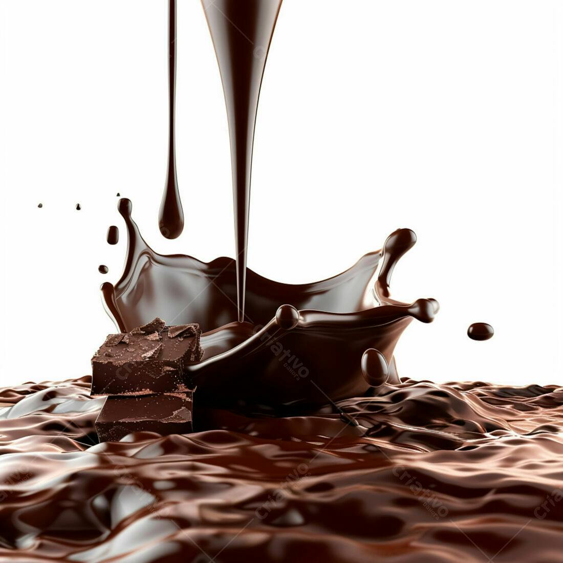 Chocolate derretendo em calda cremosa