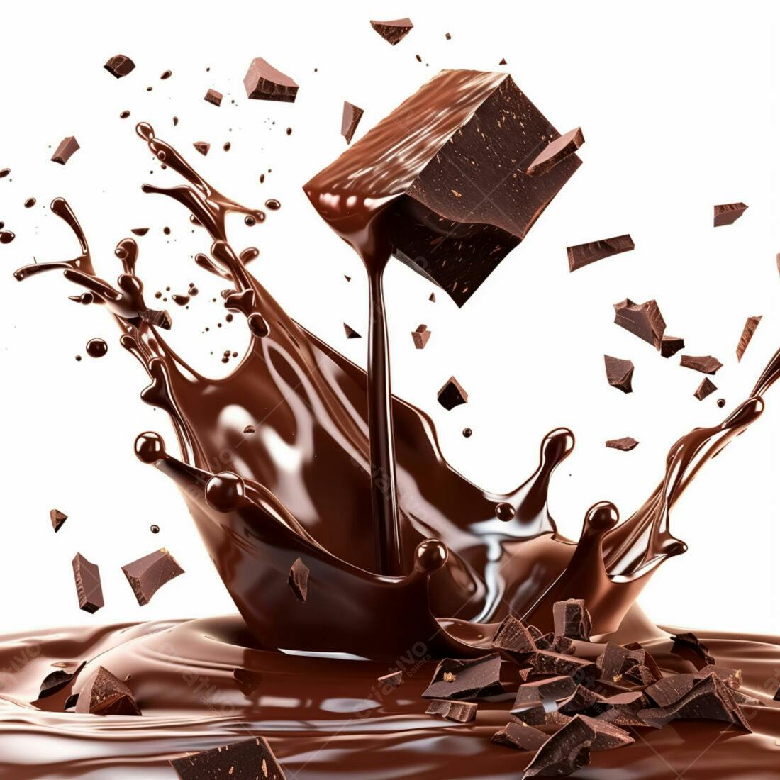 Chocolate derretendo em splash