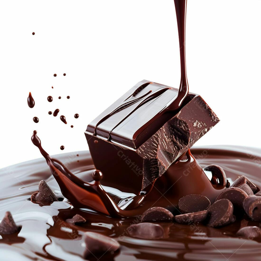 Barra de chocolate derretendo em calda