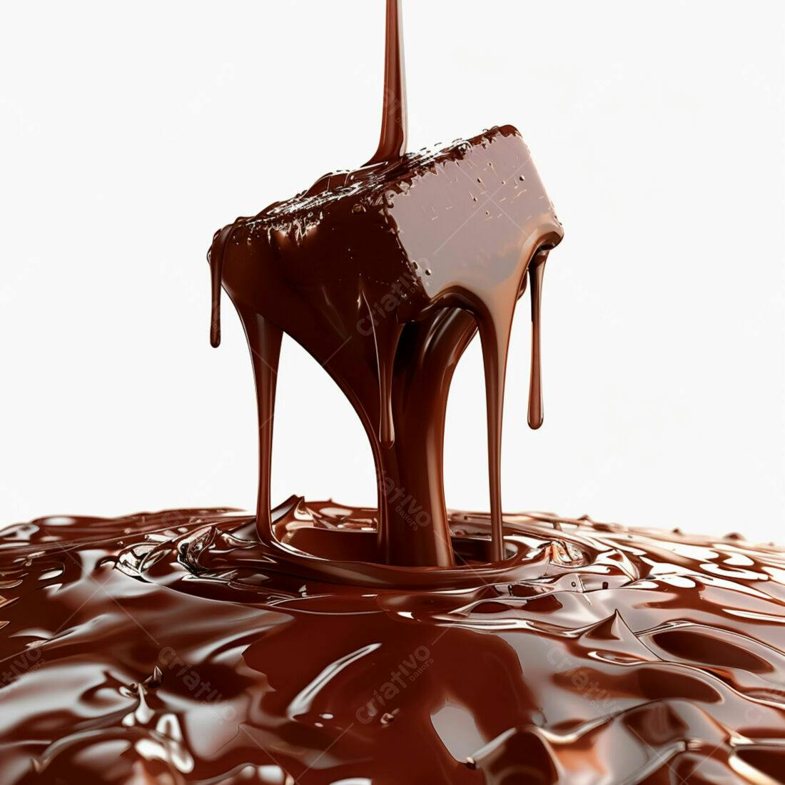 Chocolate derretendo sobre pedaço de chocolate