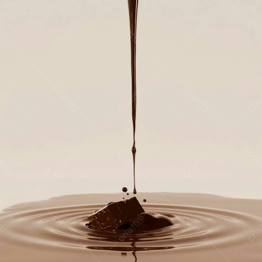 Chocolate derretendo em cubo de chocolate