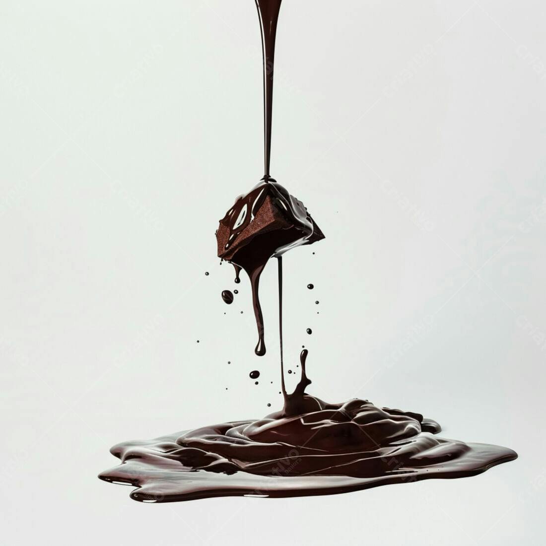 Chocolate derretendo sobre pedaço de chocolate