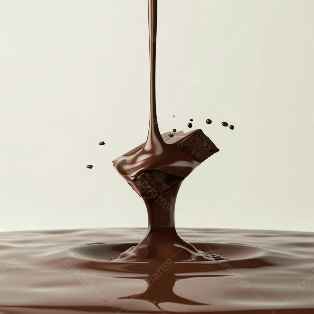 Chocolate derretendo pedaço em calda