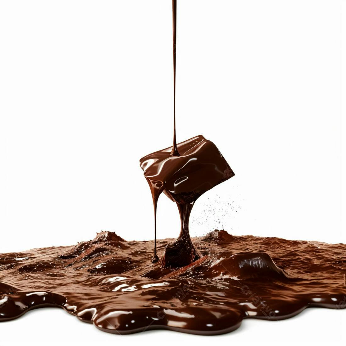 Chocolate derretendo em pedaço