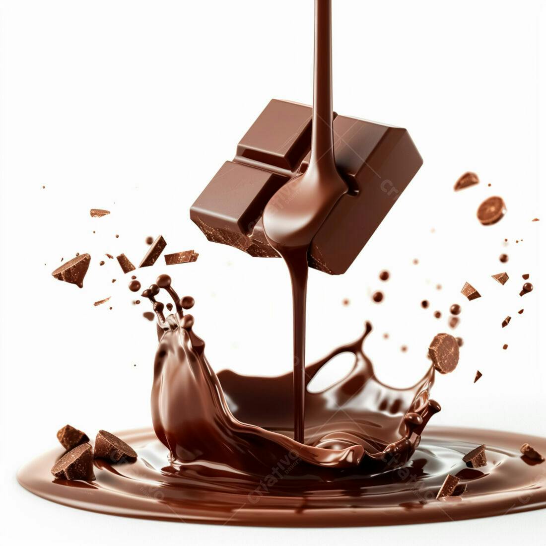 Barra de chocolate derretendo em calda