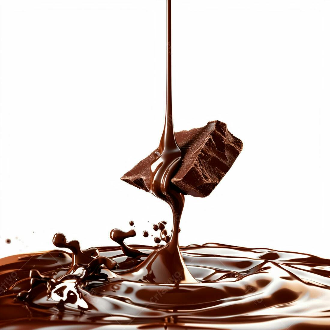 Chocolate derretendo sobre barra de chocolate