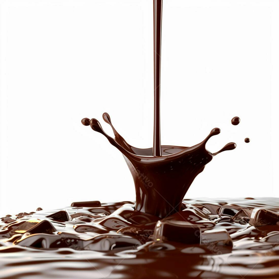 Chocolate derretendo com respingos