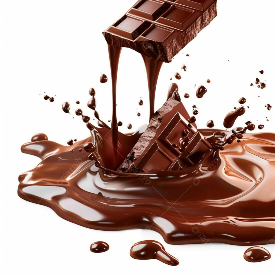 Barra de Chocolate Derretendo em Gotas