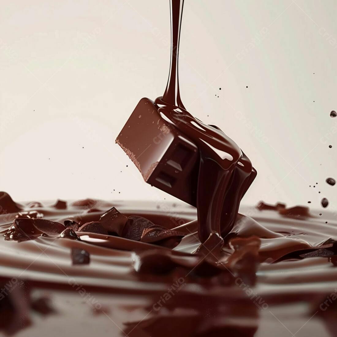 Chocolate derretendo em calda escura
