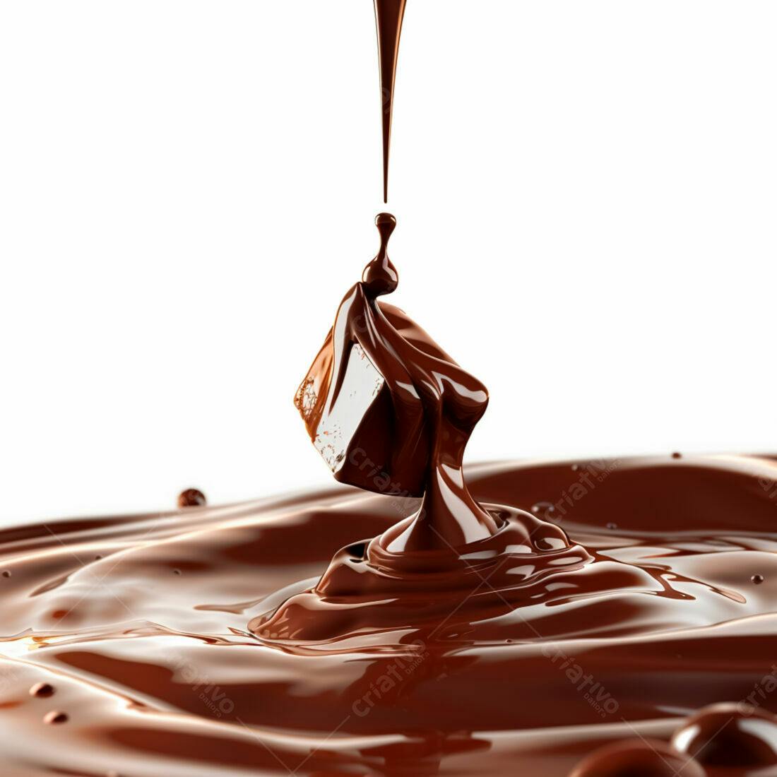 Chocolate derretendo sobre cubo de chocolate