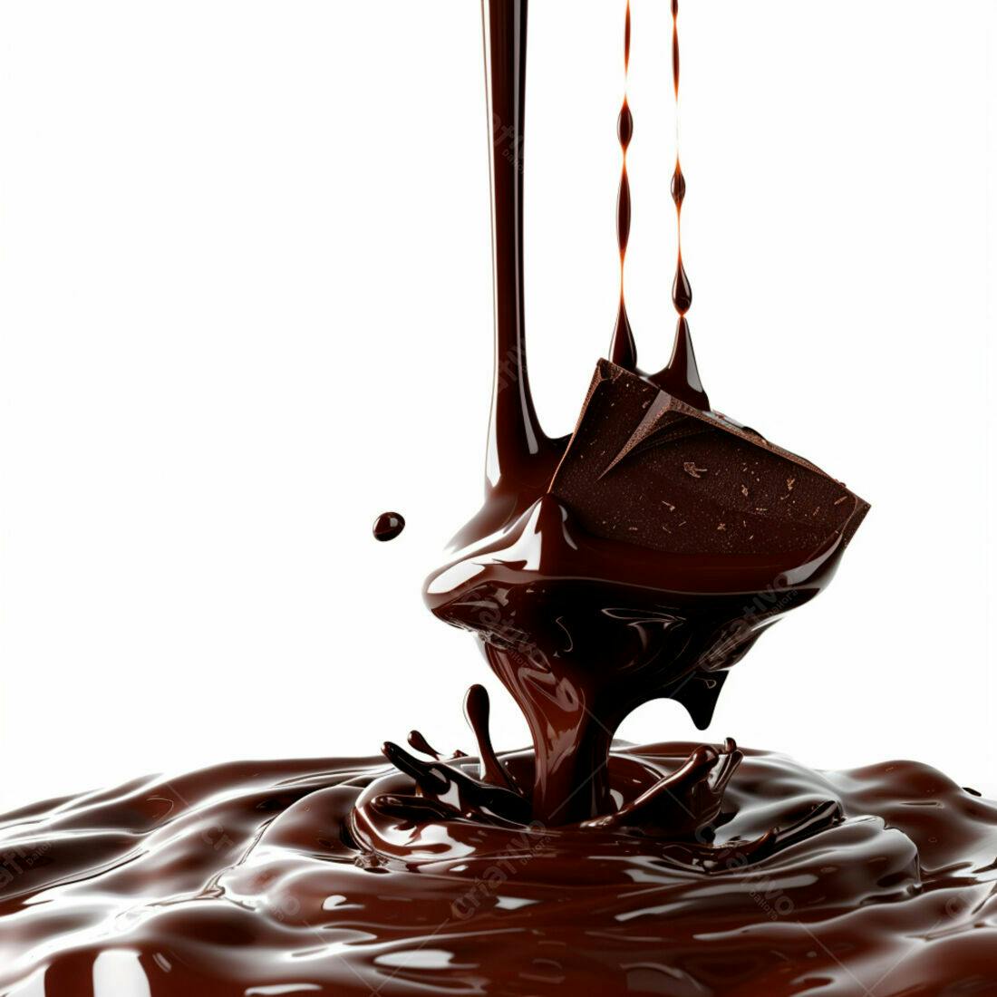 Chocolate derretendo pedaço em calda