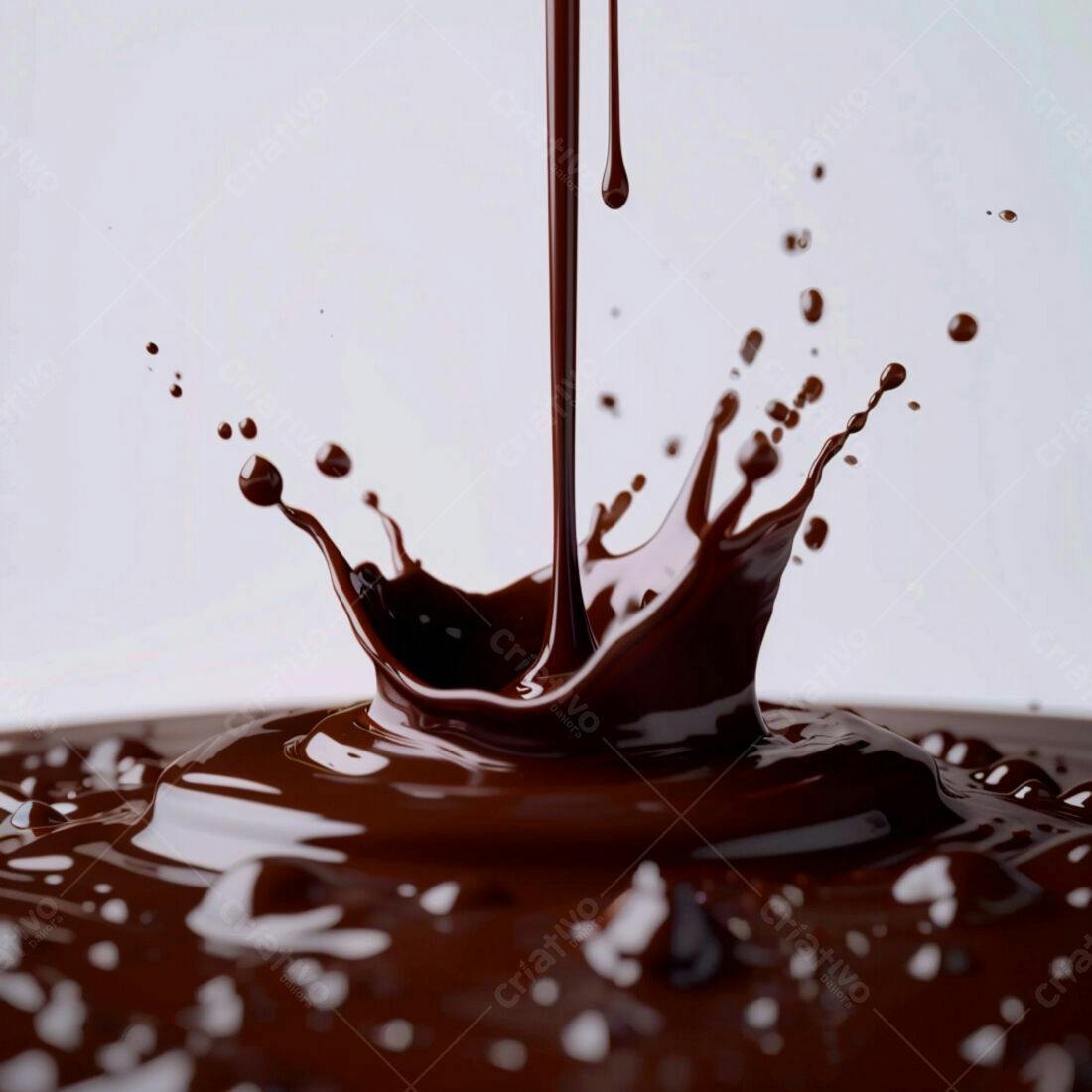 Chocolate derretendo em splash marrom escuro